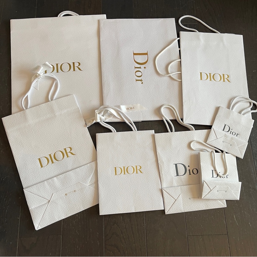 Dior empty shopping bag tote white set of 8